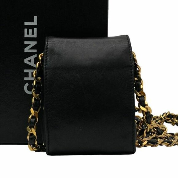 RARE CHANEL Vintage Mini Flap Lambskin Leather Pouch Shoulder Bag Crossbody CC - Picture 3 of 9